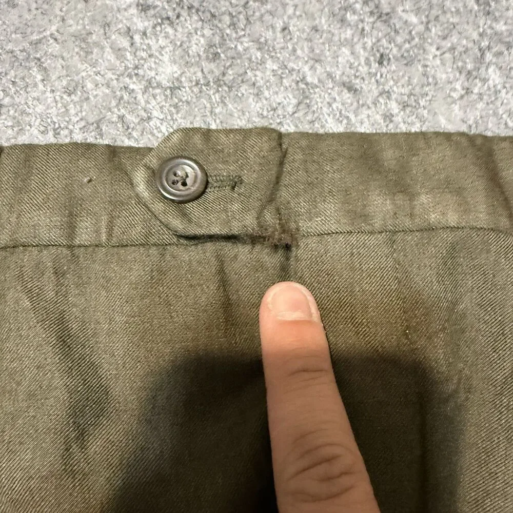 Vintage Harold Powell Mens Pleated Dress Pants Size 35 Olive Cuffed Wool Italy